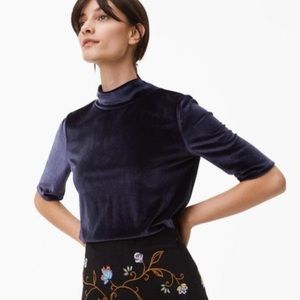 LOFT~Mock Turtleneck Short Sleeve Velvet  Top~S